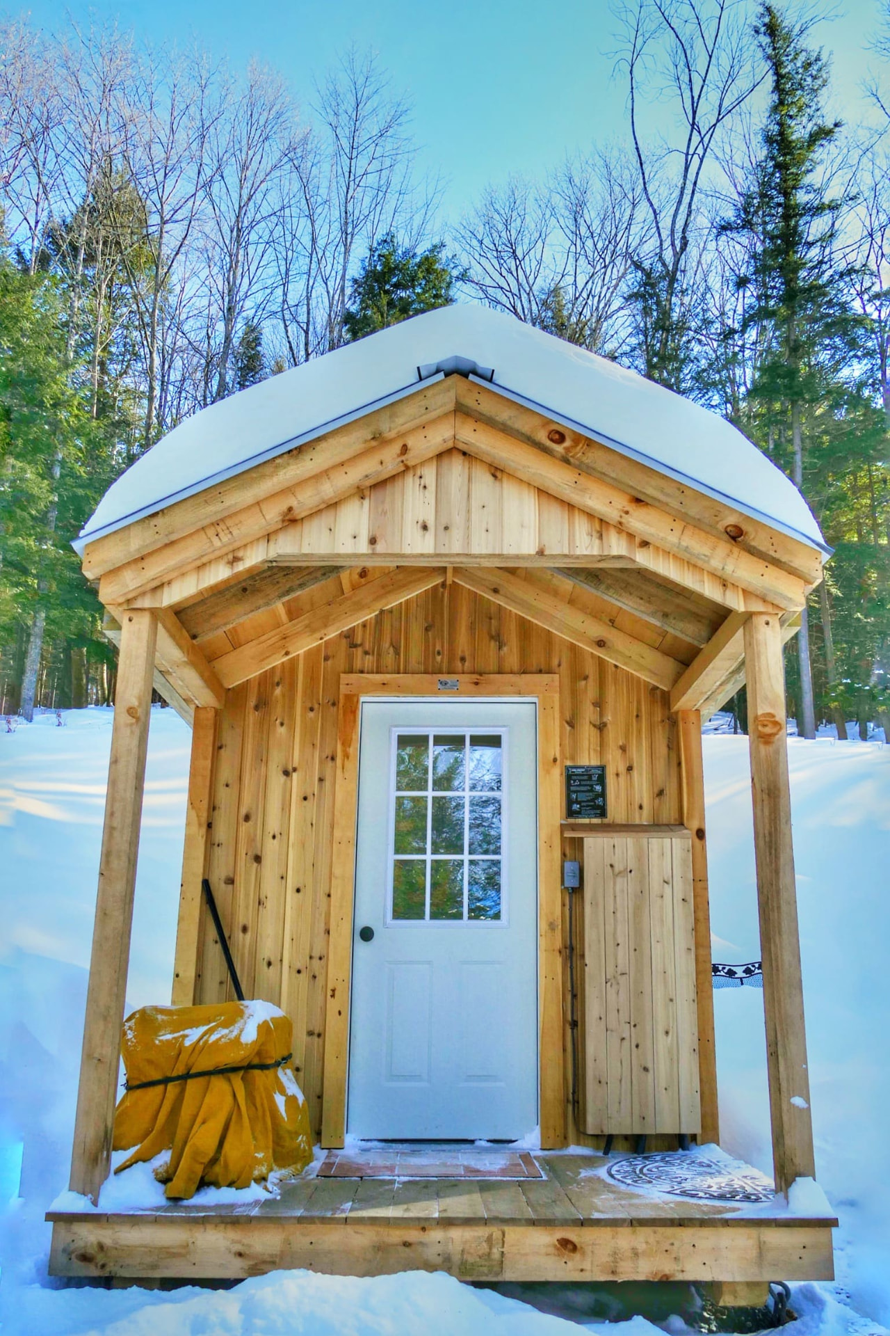 Outdoor Finnish sauna in the snow